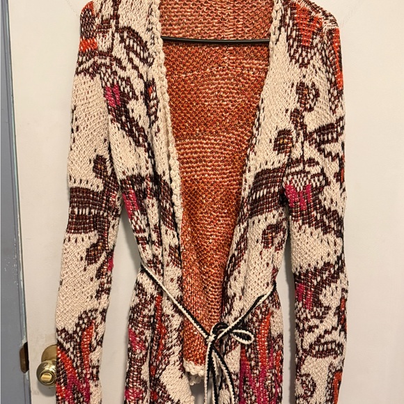 Rare Anthropologie Moth Pleiades Paisley Knit Open Cardigan - Picture 5 of 10